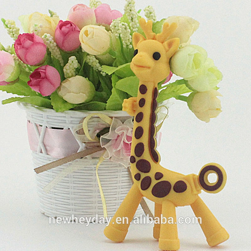 2019 hot sale cute silicone  soft baby silicone teether giraffe