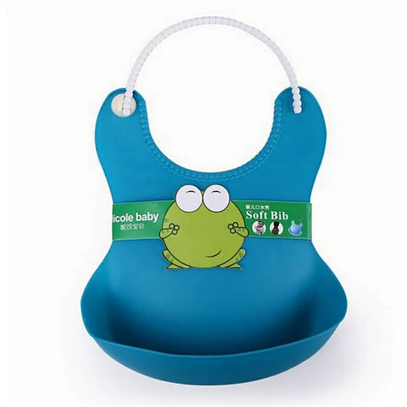customized Set of 2 Premium Waterproof Silicone baby Bibs Free Teether and Carry Pouch