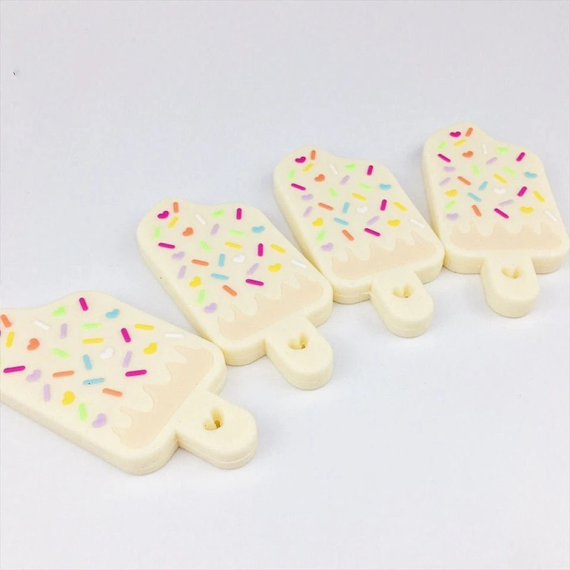 kids BPA free  Baby Soft Tip Silicone toy ice cream shop candy Teether custom