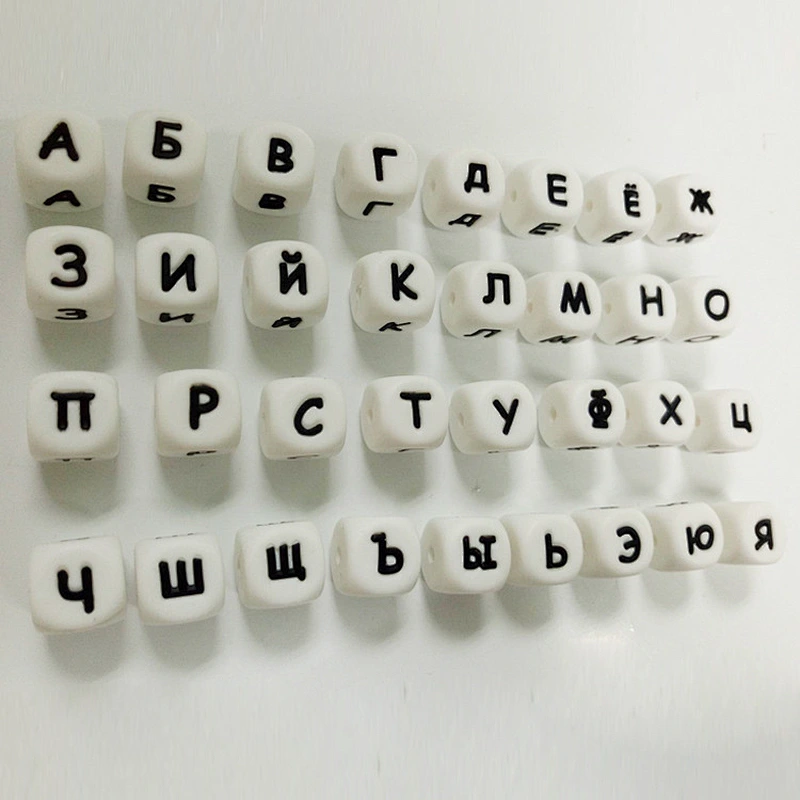 factory wholesale bpa free silicone  alphabet dice beads  letter  customized