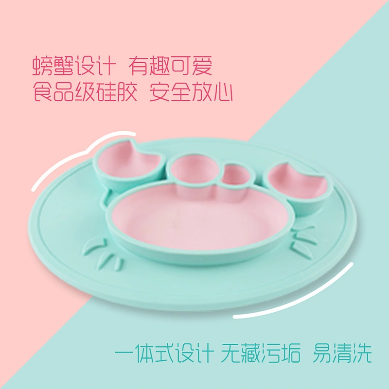 food grade  silicone Mat Baby Kids Suction Table Food Tray Place crab  tray serving baby  rolling tray custom factory