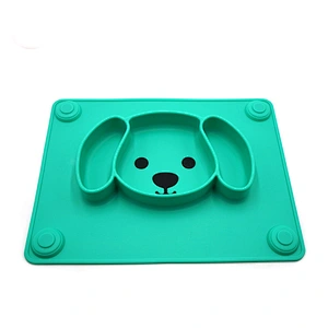 custom Portable silicone  suction  baby dog  Shaped Plates  Food Supplement Tableware Baby Cartoon plate