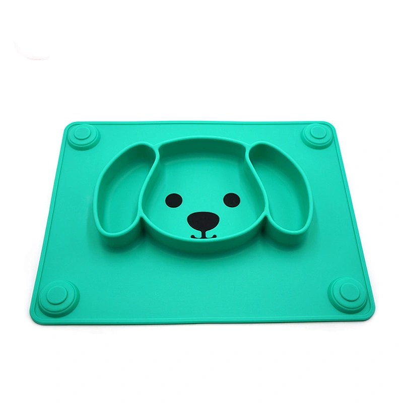 custom Portable silicone  suction  baby dog  Shaped Plates  Food Supplement Tableware Baby Cartoon plate