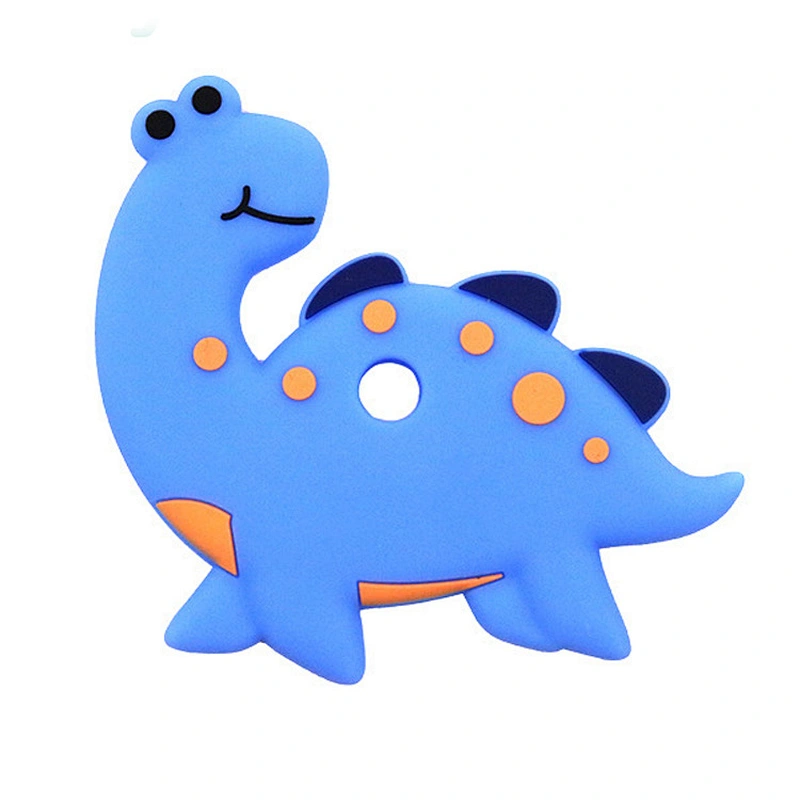 factory wholesale custom   food grade silicone kids dinosaur toy teether cartoon dinosaur soft rubber  toy