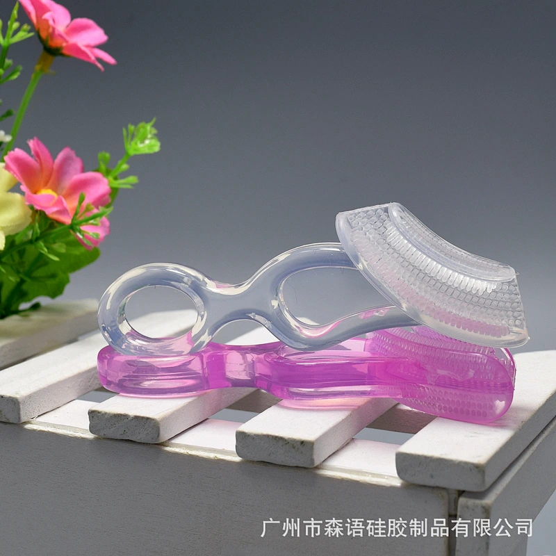 Maternal and Infant Products Children's Oral rubber Silicone  Bite Handle Toothbrush