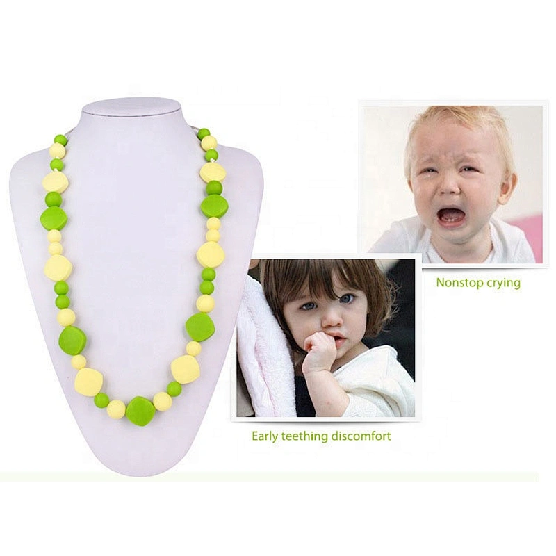 food grade silicone silicon sports necklace  Bead silicon teething necklace for mom
