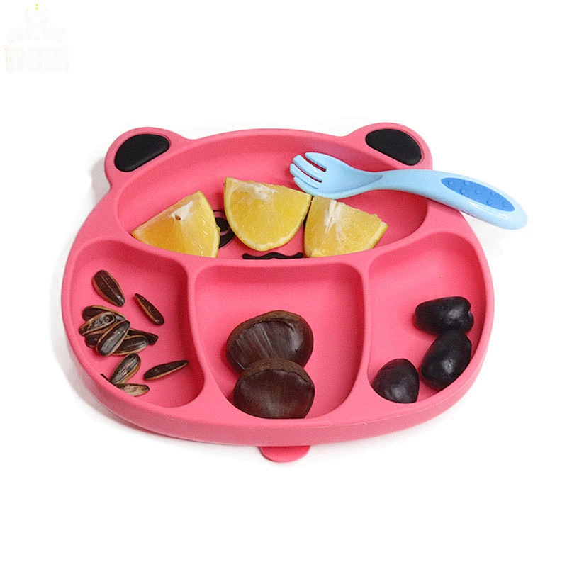 High Quality Food Grade Bear Baby Silicone Placemat Dinner  Tableware Plate