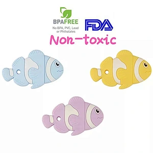 BPA-Free Silicone chew  toy Animal Teether Chew Silicone Unicorn BPA Free Baby Teether Elephant Teething Pendant