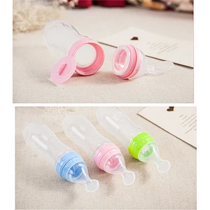 Silicone  Baby spoon   feeding   bottle  spoon Silicone Toddler Feeding Bottle with spoon wholesale manufacturer