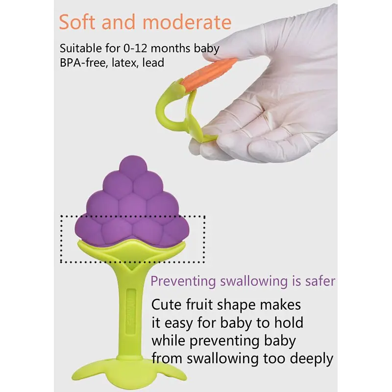 Lovely food Grade  Silicone training Teether toy  baby  fruit teether