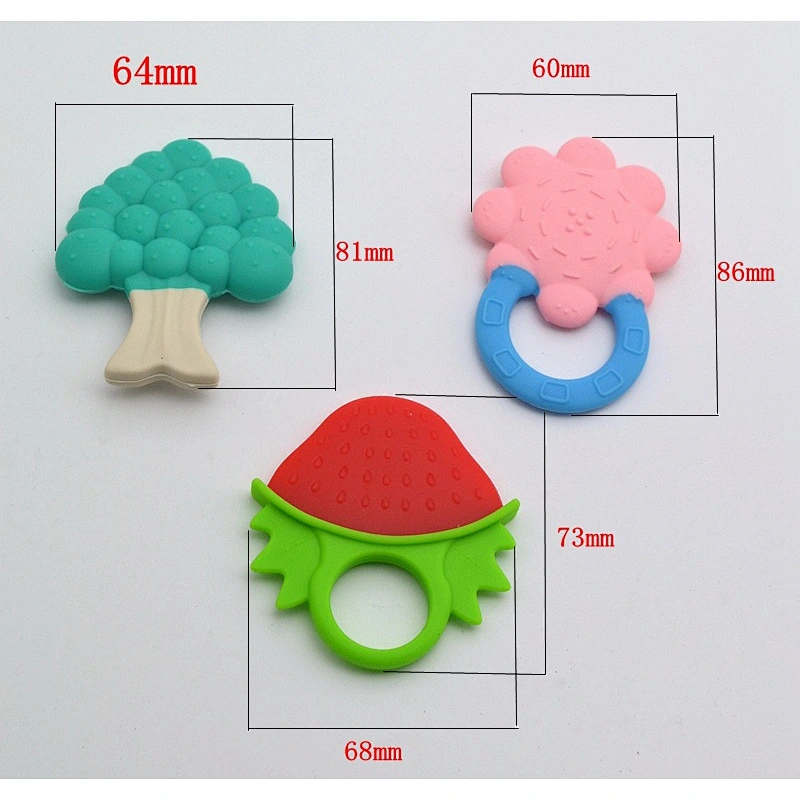kids BPA free  Baby Soft Tip Silicone toy fruits and vegetables Teether custom