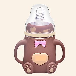 160ml bear design glass milk bottle stock bulk