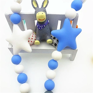 food grade silicone Anti-chain-dropping   soothing  beads Baby Pacifier Chain Soothing Girls Boys Cute Bow Beads