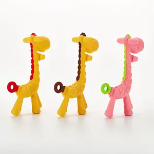 Bpa Free Food Grade Rubber Teether Silicone Babynipple Teether Chew Toys Wholesale Giraffe Silicone Teething Pendant