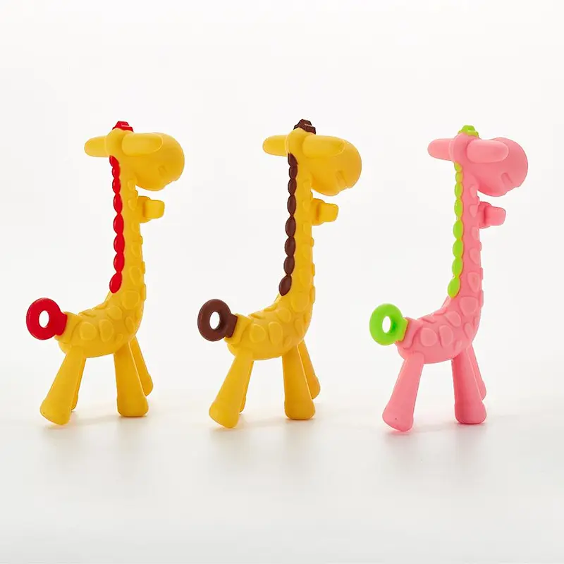 Bpa Free Food Grade Rubber Teether Silicone Babynipple Teether Chew Toys Wholesale Giraffe Silicone Teething Pendant
