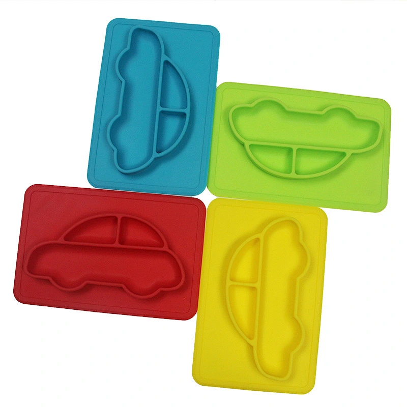 food grade  silicone Baby Kids Suction Table car  Food   tray serving baby  travel car kids play Tray Placemat Plate Bowl