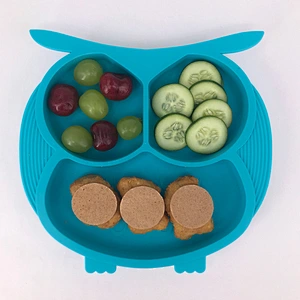 custom Portable silicone molds owl  suction  baby Baby Silicone Placemat, Non-Slip Feeding Plate for Toddlers Babies