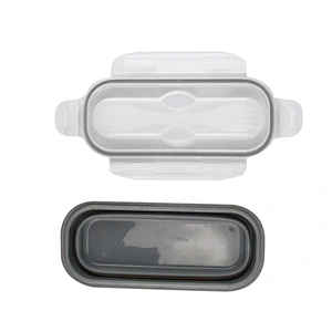 factory custom  Foldable Bowl and Spoon  Microwave oven lunch box silicone  lunch box for office workers