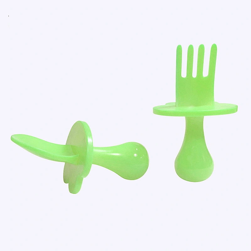 newest Scientific design  safety and health baby spoon fork   plastic factory custom 5 color available