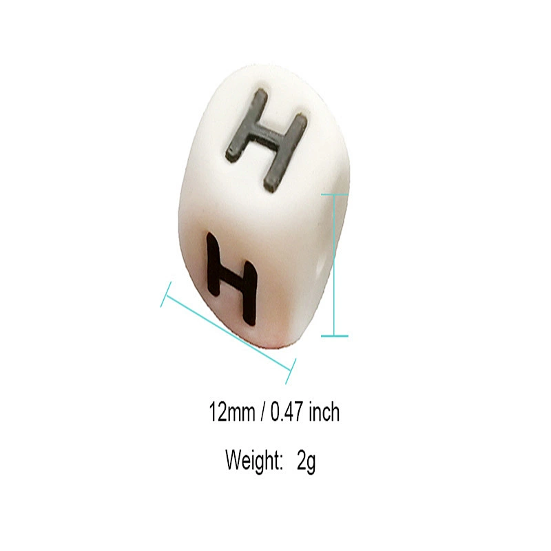 customized bpa free silicone beads  letter teething Dice beads