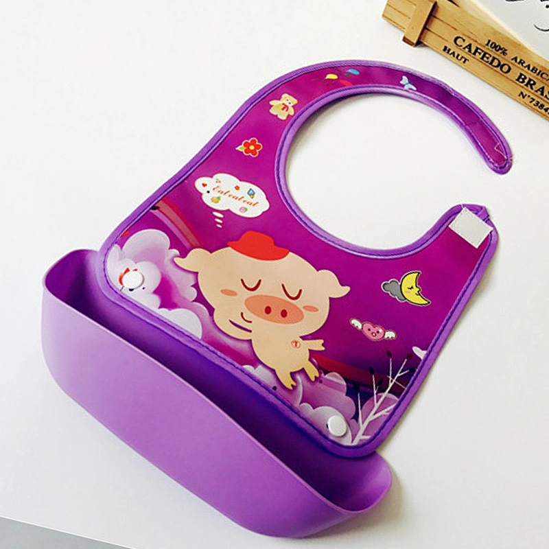wholesale surplus stock waterproof Adjustable  disassemblable bib Silicone+Plastic Apron  baby food pocket Catcher bibs