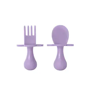 PP  baby food pouch spoon fork set baby Dinnerware Baby Training Spoon Fork Easy Clean Cutlery Set Toddler Self Feeding
