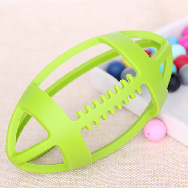 Washable funny baby training teether silicone Football Rugby teether