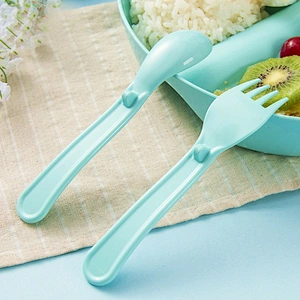 PLA polylact baby food spoon fork set baby Training Spoon Fork Easy Clean Cutlery Set Toddler Self Feeding