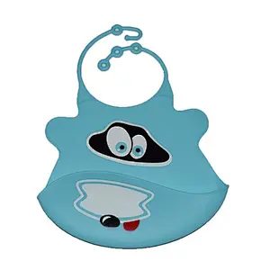 customized Set of 2 Premium Waterproof Silicone baby Bibs Free Teether and Carry Pouch