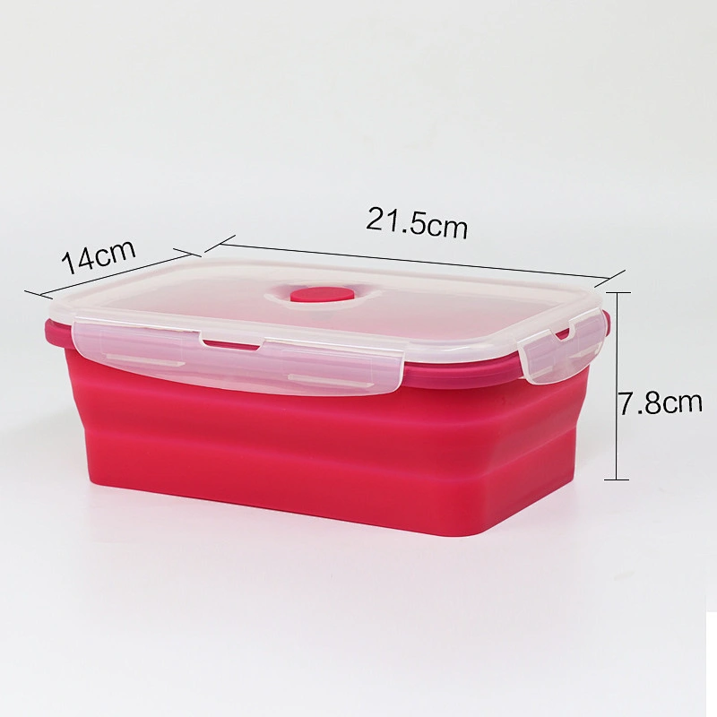 Creative square foldable Silicone lunch box with silicone lid  Fresh-keeping single box lunch   set