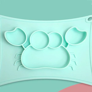 new design food grade  crab shape whole baby kid  plate silicon