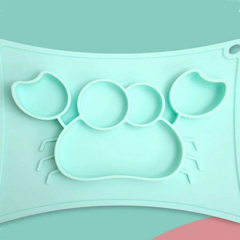 new design food grade  crab shape whole baby kid  plate silicon