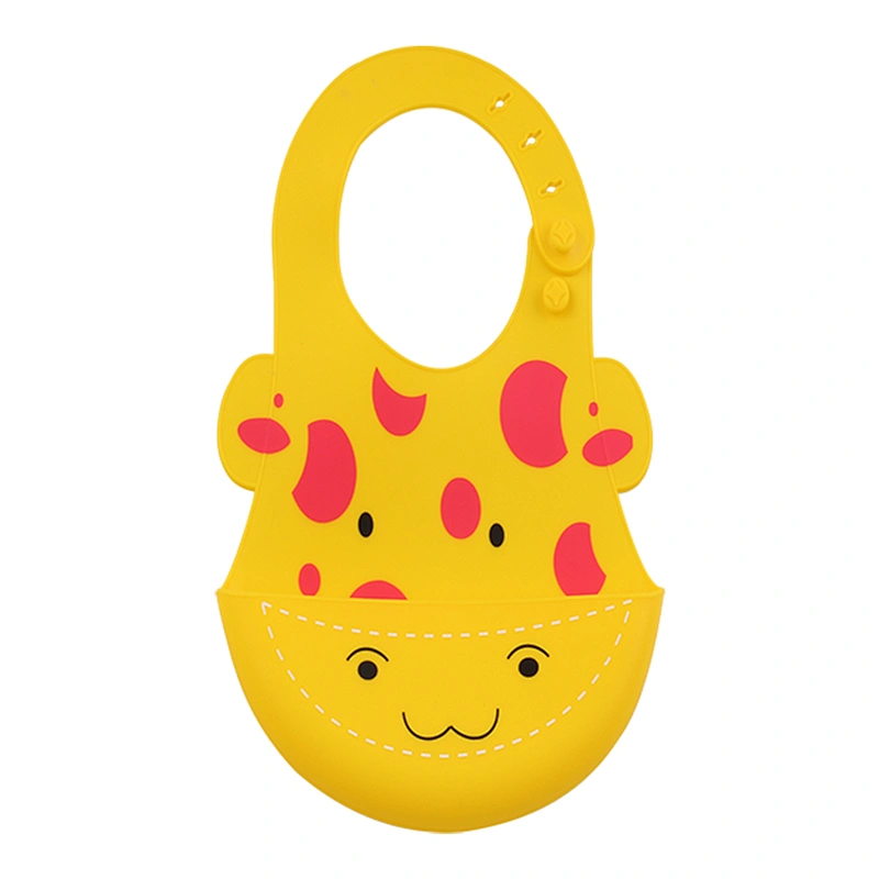 Fruit pattern Waterproof Baby Feeding Bibs Silicone Bibs Toddlers with Pocket Wide & Deep Food Crumb Catcher, Adjustable