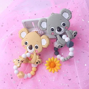 Non-Toxic BPA Free stocked gift  food grade koala   silicone baby  soft teether koala plush stuffed animal toy