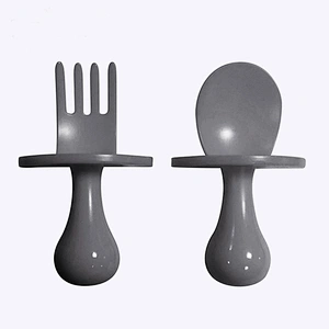 factory custom  wholesale  2 Pcs Set e Spoon Fork Set for kids Self Feeding Training Choke Protection Toddler Utensils