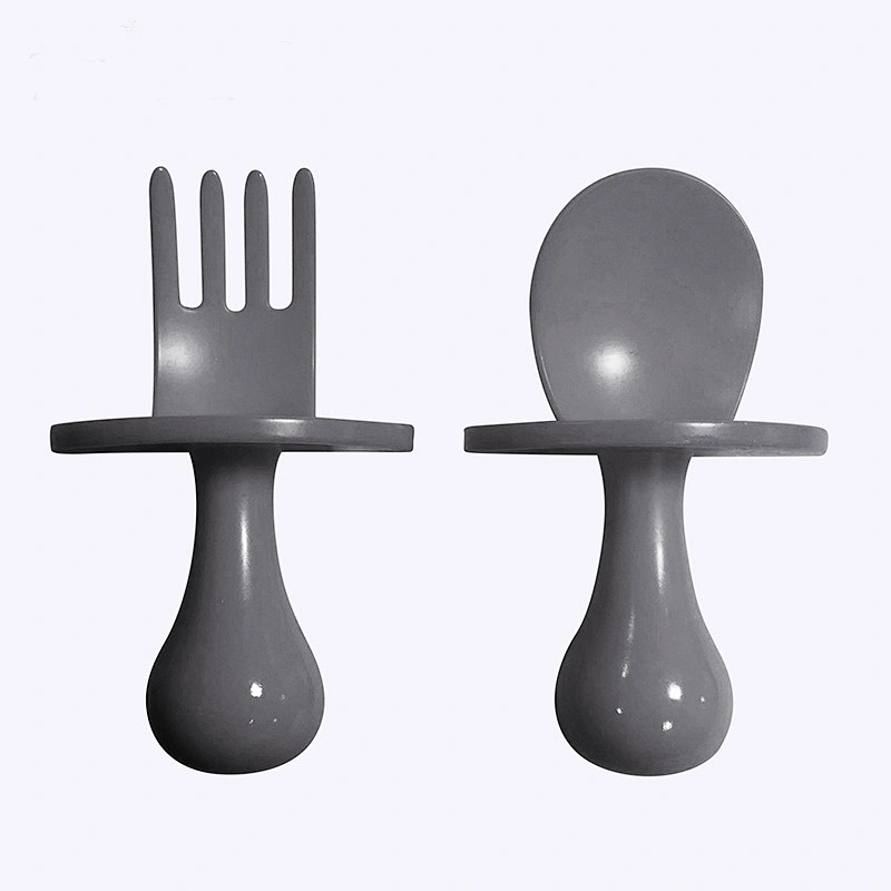 factory custom  wholesale  2 Pcs Set e Spoon Fork Set for kids Self Feeding Training Choke Protection Toddler Utensils