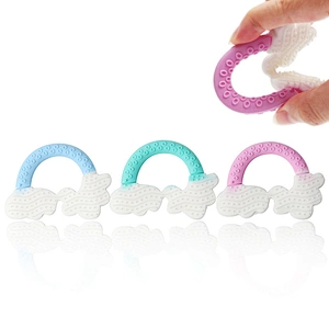 factory custom BPA Free Soft Baby  Silicone  Rainbow Teether new  teether