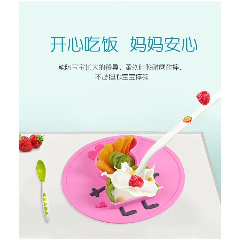custom  silicone Integral heating  Cartoon pig shaped feeding plate  suction  Anti-skid Belt  Plates  Tableware for  Toddlers