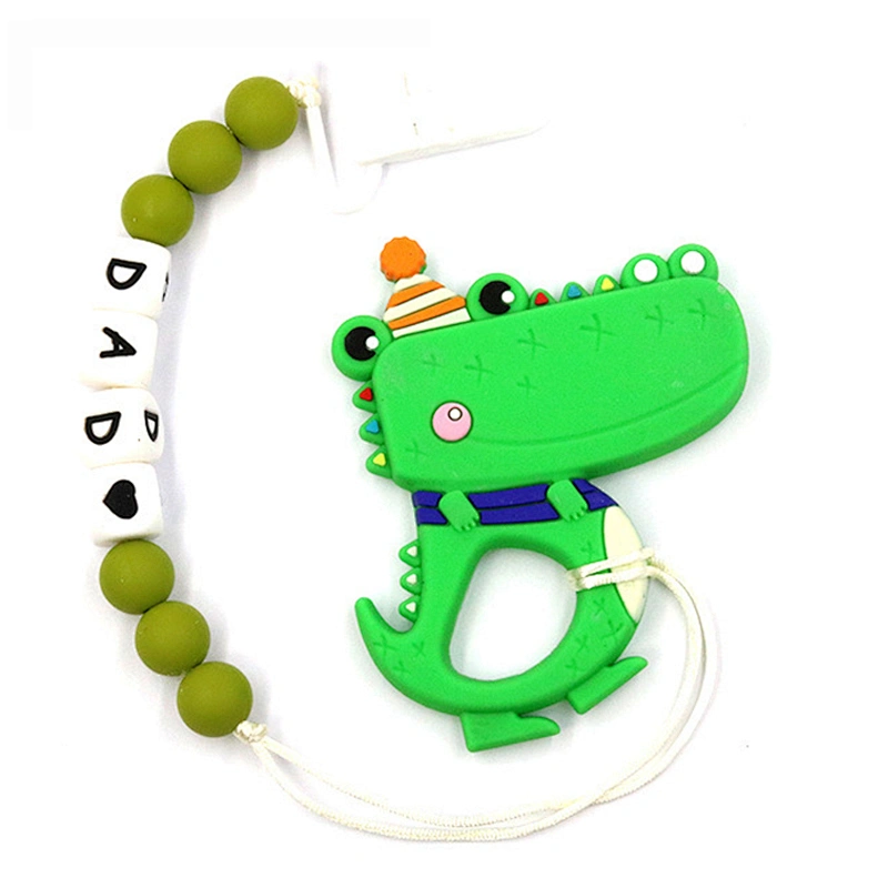 BPA free silicone  Baby  tsilicone teether dinosaur toys  baby teether beads Baby Dinosaur Teething  teether