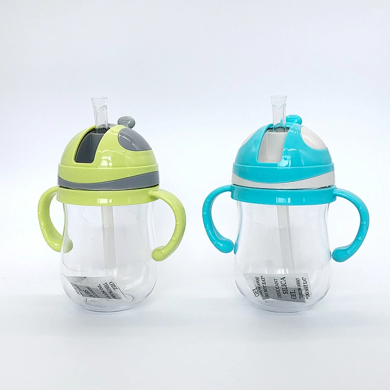 custom Baby Straw CupCartoon Portable Children Drinking Cup Water Bottle with Silicone Straw and Anti-Slip Handles for Infant
