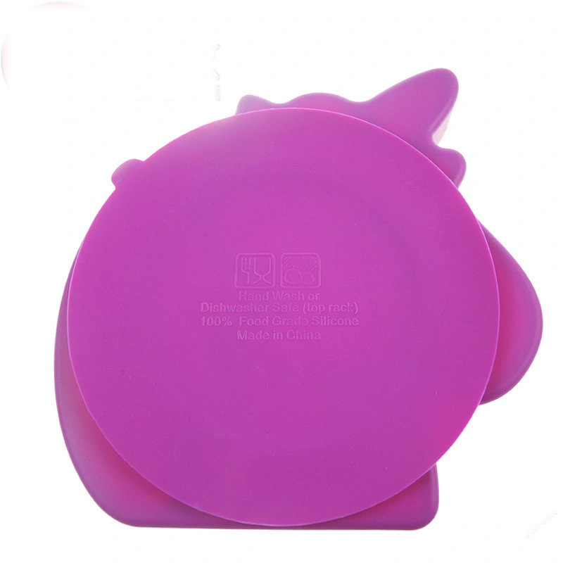 cute  silicone  suction Unicorn   Cartoon  shaped plate   baby tableware  feeding food storage  plate for kids
