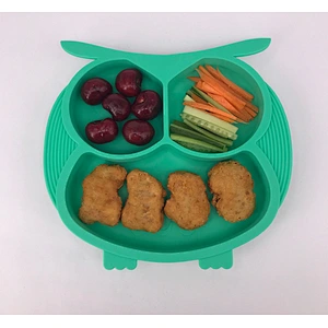 custom Portable silicone molds owl  suction  baby Baby Silicone Placemat, Non-Slip Feeding Plate for Toddlers Babies