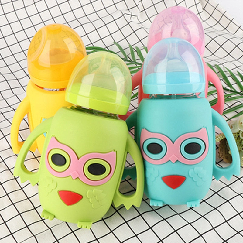 wholesale latest design baby glass feeding  bottles silicone custom