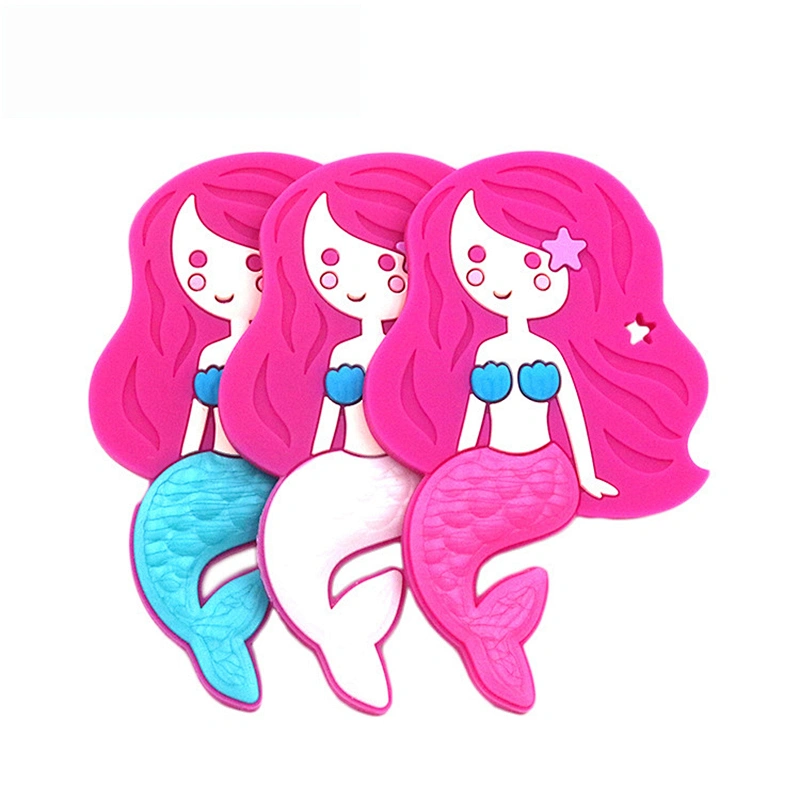 BPA free silicone  Baby  teething silicone mermaid chew toysTeethers Mermaid Necklace Accessory sensory chew toys
