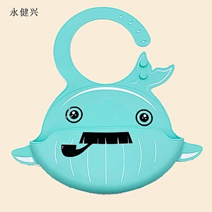 custom bpa free Food  silicone bibs Bib with Food Catcher Easily Wipes Clean Baby Shower Gift New Born Gift 4 pack