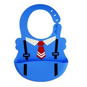 custom made wholesale  Adjustable blank  cartoon printed   baby silicone   plastic bibs  logo waterproof bib with Food Catcher