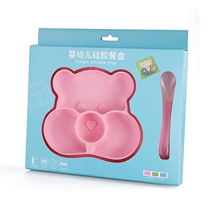 custom Integral Placemat  Non-Slip  Cartoon silicone feeding plate  suction  Anti-skid Belt  Plates  Tableware for  Toddlers Bab