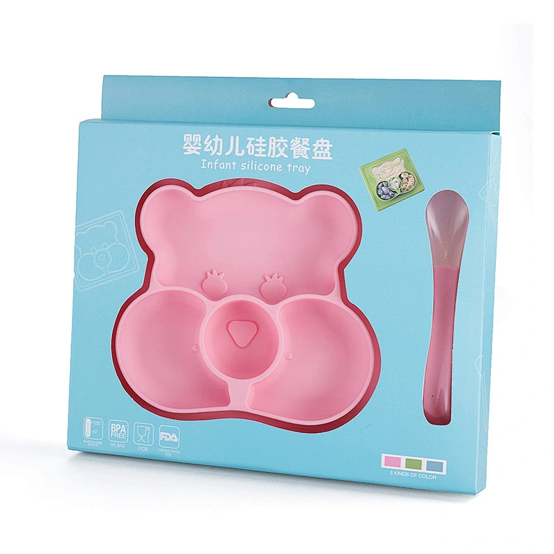 custom Integral Placemat  Non-Slip  Cartoon silicone feeding plate  suction  Anti-skid Belt  Plates  Tableware for  Toddlers Bab