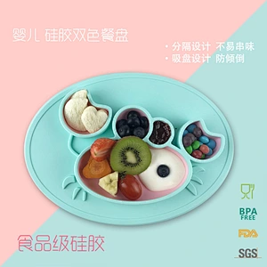 food grade  silicone Mat Baby Kids Suction Table Food Tray Place crab  tray serving baby  rolling tray custom factory