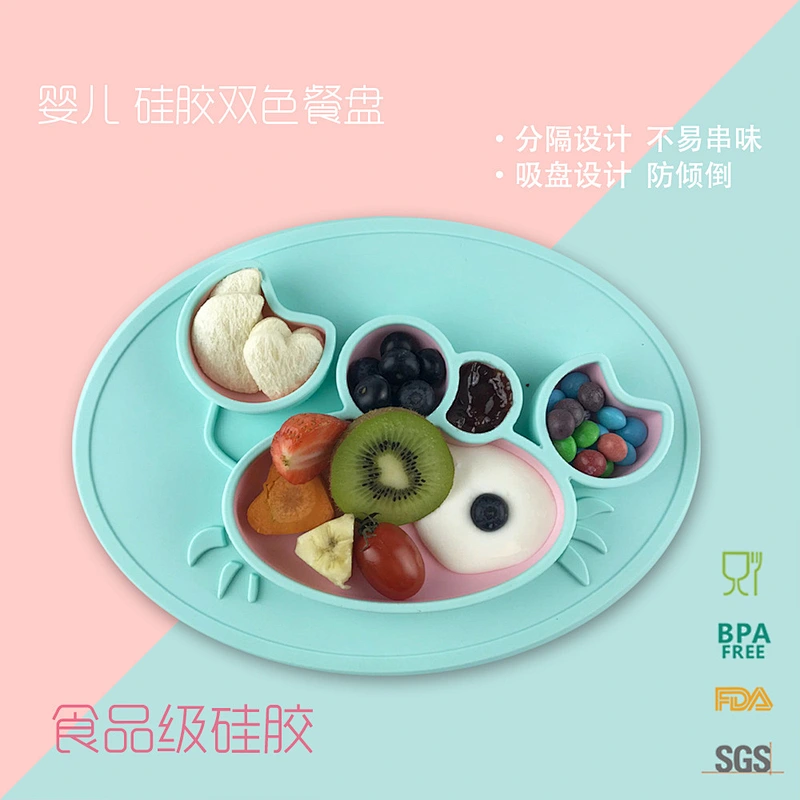 food grade  silicone Mat Baby Kids Suction Table Food Tray Place crab  tray serving baby  rolling tray custom factory